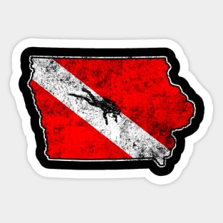 Iowa Dive Flag Scuba Diving State Map Dive Flag Distressed Sticker